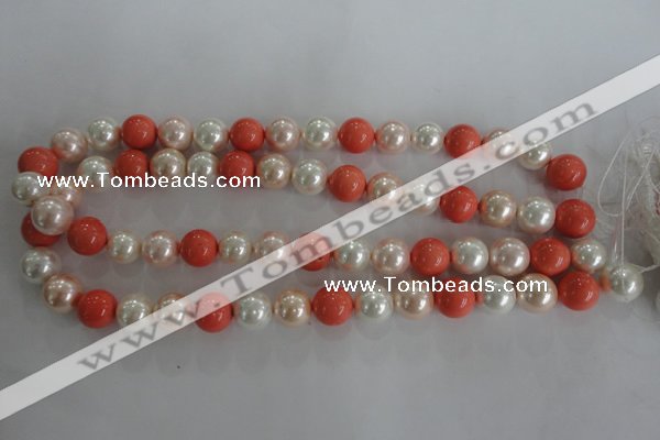 CSB1096 15.5 inches 12mm round mixed color shell pearl beads