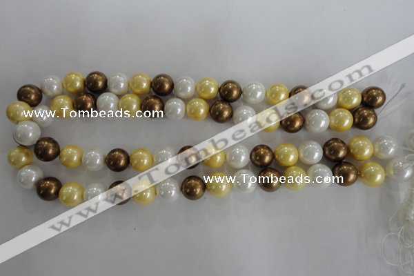 CSB1099 15.5 inches 12mm round mixed color shell pearl beads