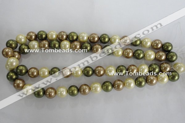 CSB1106 15.5 inches 12mm round mixed color shell pearl beads