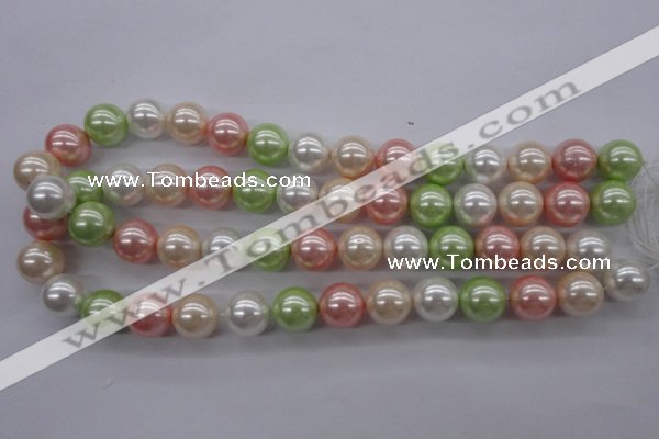 CSB1136 15.5 inches 14mm round mixed color shell pearl beads