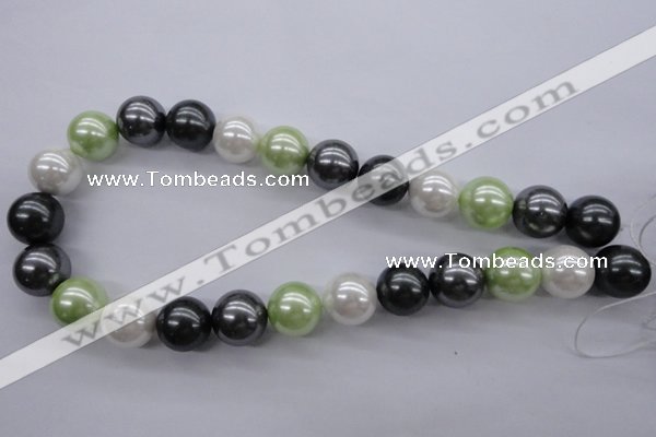 CSB1152 15.5 inches 16mm round mixed color shell pearl beads