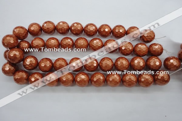 CSB1199 15.5 inches 18mm faceted round shell pearl beads