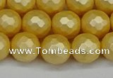 CSB1814 15.5 inches 12mm faceetd round matte shell pearl beads