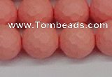 CSB1855 15.5 inches 14mm faceetd round matte shell pearl beads