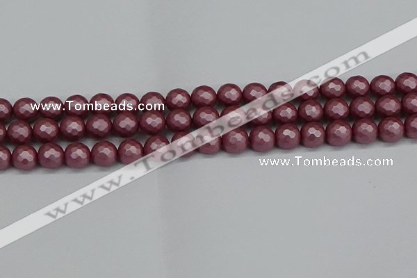 CSB1872 15.5 inches 8mm faceetd round matte shell pearl beads