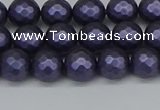 CSB1891 15.5 inches 6mm faceted round matte shell pearl beads