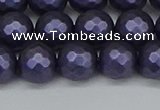CSB1893 15.5 inches 10mm faceted round matte shell pearl beads