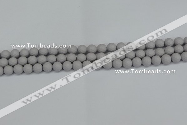 CSB1941 15.5 inches 6mm faceted round matte shell pearl beads