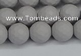 CSB1944 15.5 inches 12mm faceted round matte shell pearl beads