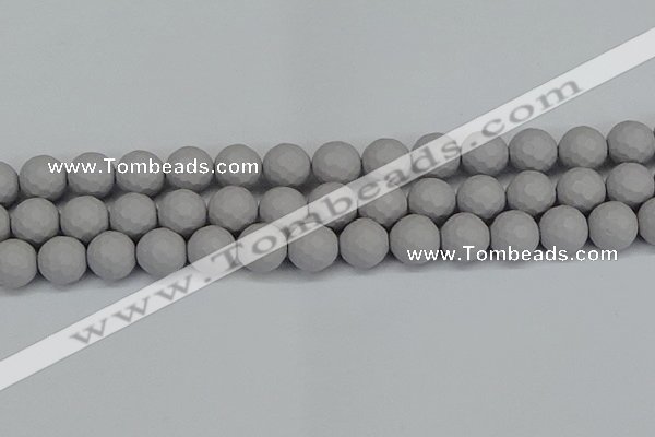 CSB1945 15.5 inches 14mm faceted round matte shell pearl beads