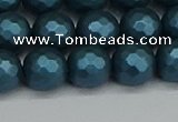 CSB1982 15.5 inches 8mm faceted round matte shell pearl beads