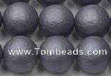 CSB2483 15.5 inches 10mm round matte wrinkled shell pearl beads