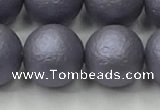 CSB2485 15.5 inches 14mm round matte wrinkled shell pearl beads
