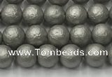 CSB2490 15.5 inches 4mm round matte wrinkled shell pearl beads