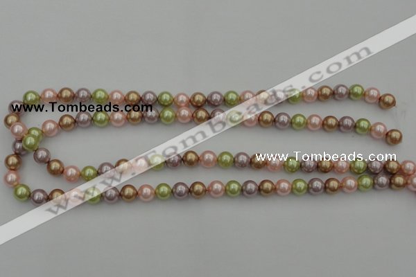 CSB306 15.5 inches 8mm round mixed color shell pearl beads