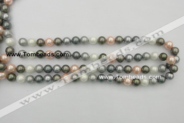 CSB338 15.5 inches 10mm round mixed color shell pearl beads
