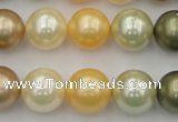 CSB373 15.5 inches 14mm round mixed color shell pearl beads