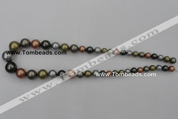 CSB410 15.5 inches 8mm - 16mm round mixed color shell pearl beads