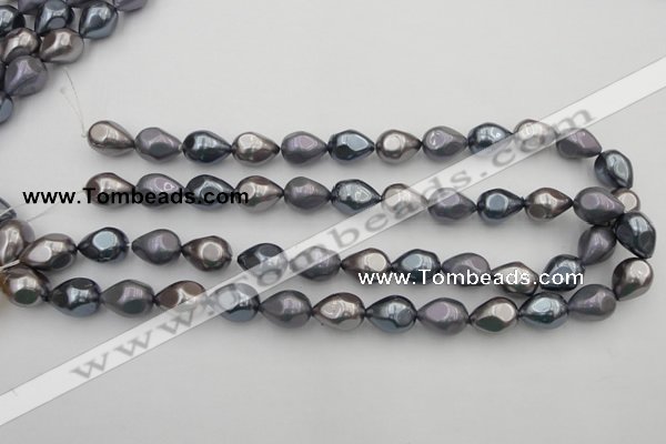 CSB418 12*15.5mm faceted teardrop mixed color shell pearl beads