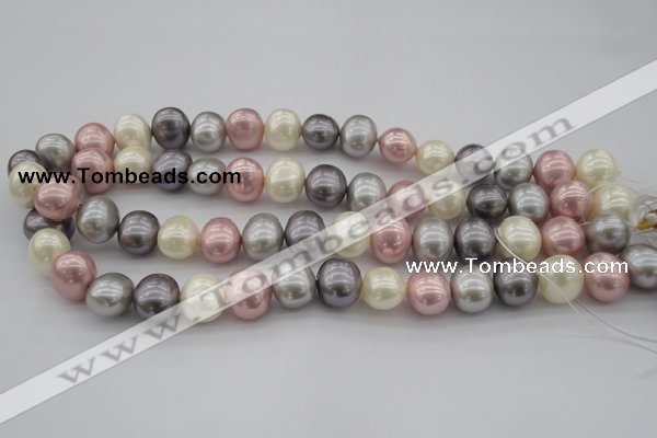 CSB694 15.5 inches 13*15mm oval mixed color shell pearl beads
