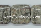 CSF07 15.5 inches 25*25mm square shell fossil jasper beads