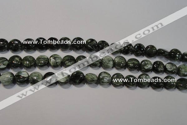 CSH120 15.5 inches 8mm flat round natural seraphinite gemstone beads