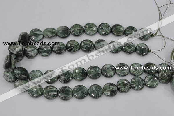 CSH52 15 inches 14mm flat round natural seraphinite gemstone beads
