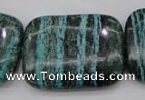 CSJ248 15.5 inches 30*40mm rectangle dyed green silver line jasper beads