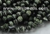 CSJ63 15.5 inches 6mm faceted round green silver line jasper beads