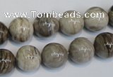 CSL12 15.5 inches 12mm round silver leaf jasper beads wholesale