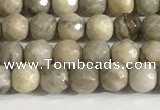 CSL156 15.5 inches 4mm faceted 

round sliver leaf jasper beads