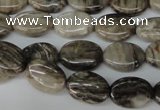 CSL41 15.5 inches 10*14mm oval silver leaf jasper beads wholesale