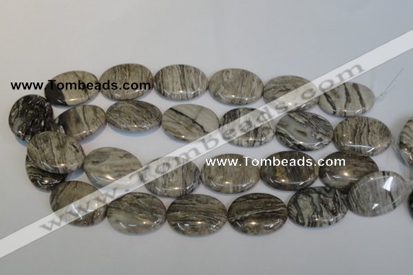 CSL46 15.5 inches 20*30mm oval silver leaf jasper beads wholesale
