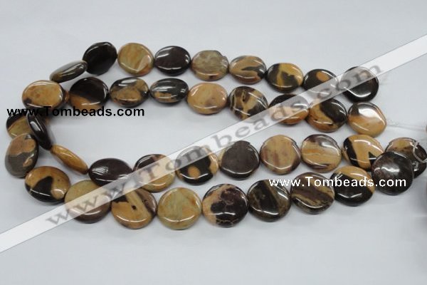 CSN02 15.5 inches 20mm flat round new snake skin jasper beads