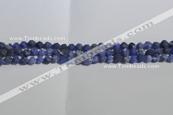 CSO565 15.5 inches 6mm faceted nuggets matte sodalite beads