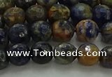 CSO752 15.5 inches 8mm faceted round orange sodalite beads