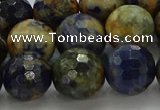 CSO755 15.5 inches 14mm faceted round orange sodalite beads