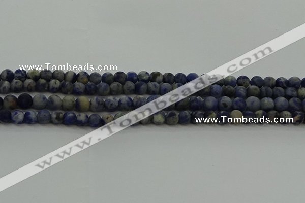 CSO801 15.5 inches 6mm round matte orange sodalite gemstone beads