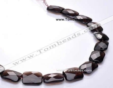 CSQ07 15*20mm faceted rectangle natural smoky quartz beads