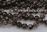CSQ130 15.5 inches 6mm faceted round grade AA natural smoky quartz beads