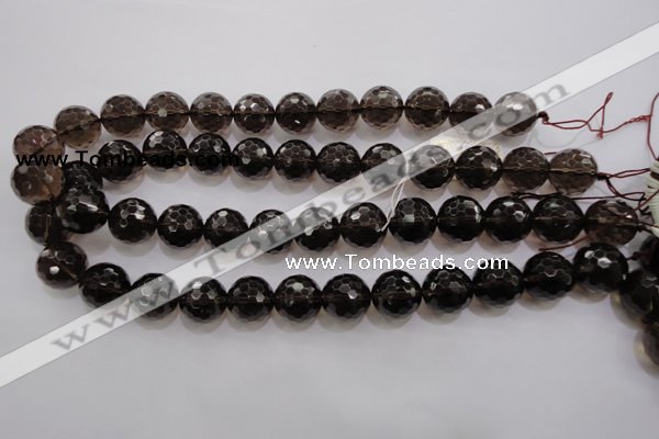 CSQ132 15.5 inches 16mm faceted round grade AA natural smoky quartz beads
