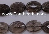 CSQ210 13*18mm faceted oval grade AA natural smoky quartz beads