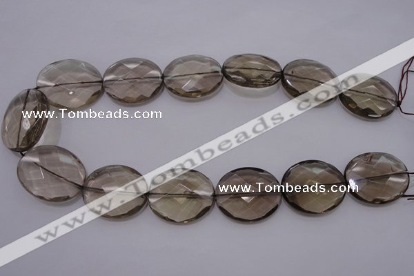 CSQ215 25*30mm faceted oval grade AA natural smoky quartz beads