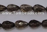 CSQ243 10*14mm faceted teardrop grade AA natural smoky quartz beads