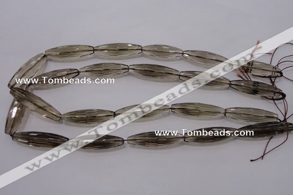 CSQ245 10*35mm faceted rice grade AA natural smoky quartz beads