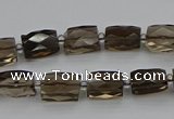 CSQ270 15.5 inches 8*10mm faceted rectangle smoky quartz beads