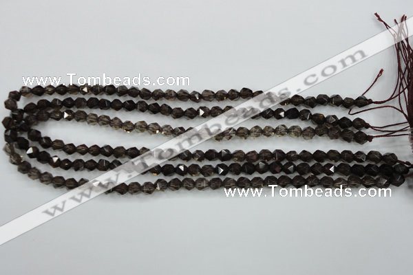 CSQ351 15.5 inches 6mm faceted nuggets smoky quartz beads