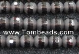 CSQ511 15.5 inches 6mm faceted round matte smoky quartz beads
