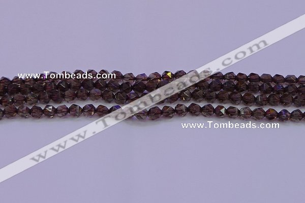 CSQ521 15.5 inches 6mm faceted nuggets smoky quartz beads