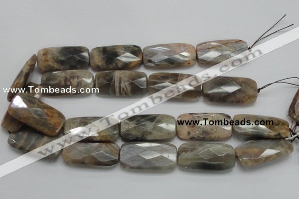 CSS116 15.5 inches 20*40mm faceted rectangle natural sunstone beads